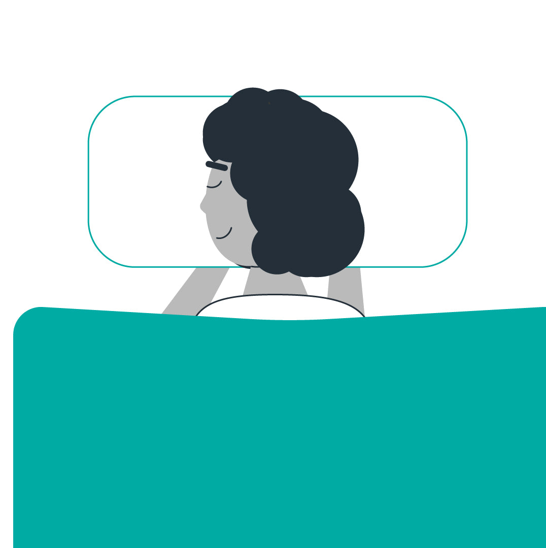 Graphic showing a person sleeping on their stomach