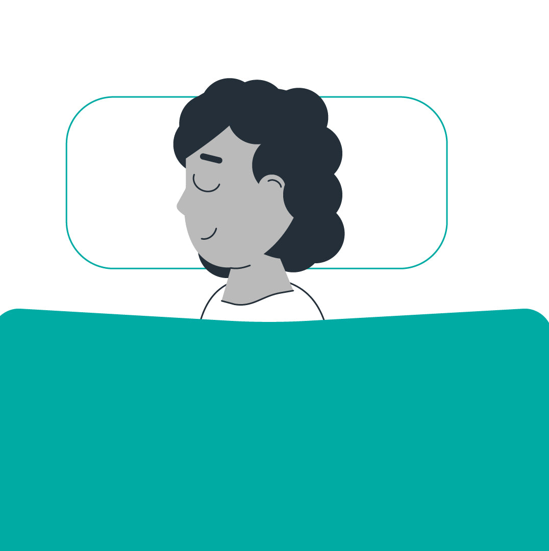 Graphic showing a person sleeping on their side