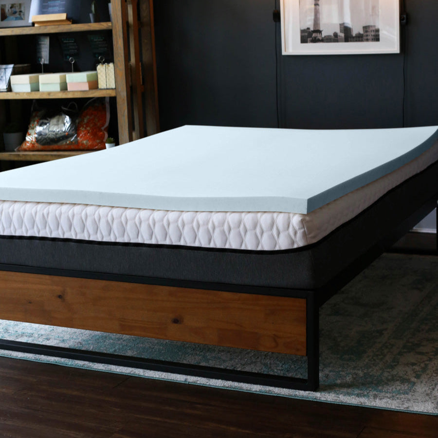 Photo of a mattress topper on a mattress