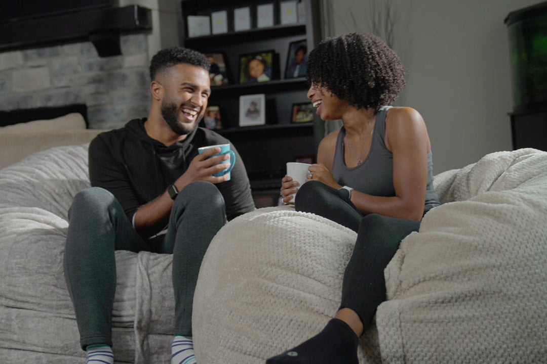 LIfestyle image of two people sitting on Comfort Option Haven