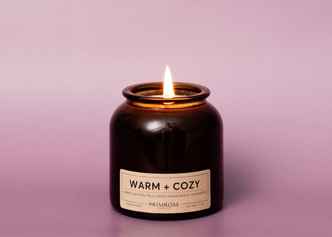 Primrose candle warm and cozy scent