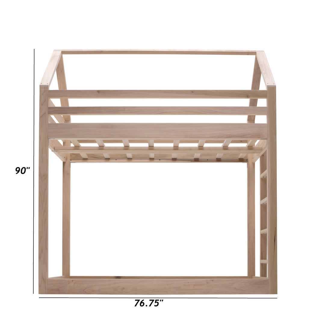 Wooden crib with dimensions labeled on a white background